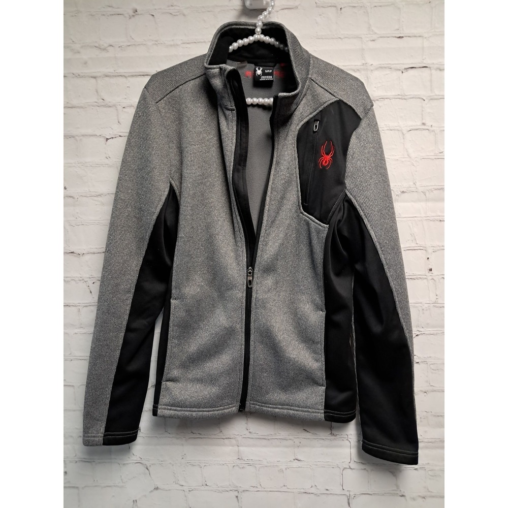 Mens Small Spyder Gray And Black Fleece Jacket.‎ Zipper Sticks